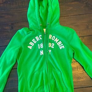 Green Abercrombie & Fitch Zip Up Sweater w/ Hood